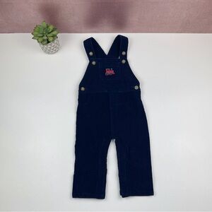Crown & Ivy Navy Blue Corduroy Red Train Overalls Baby Size 9 Months